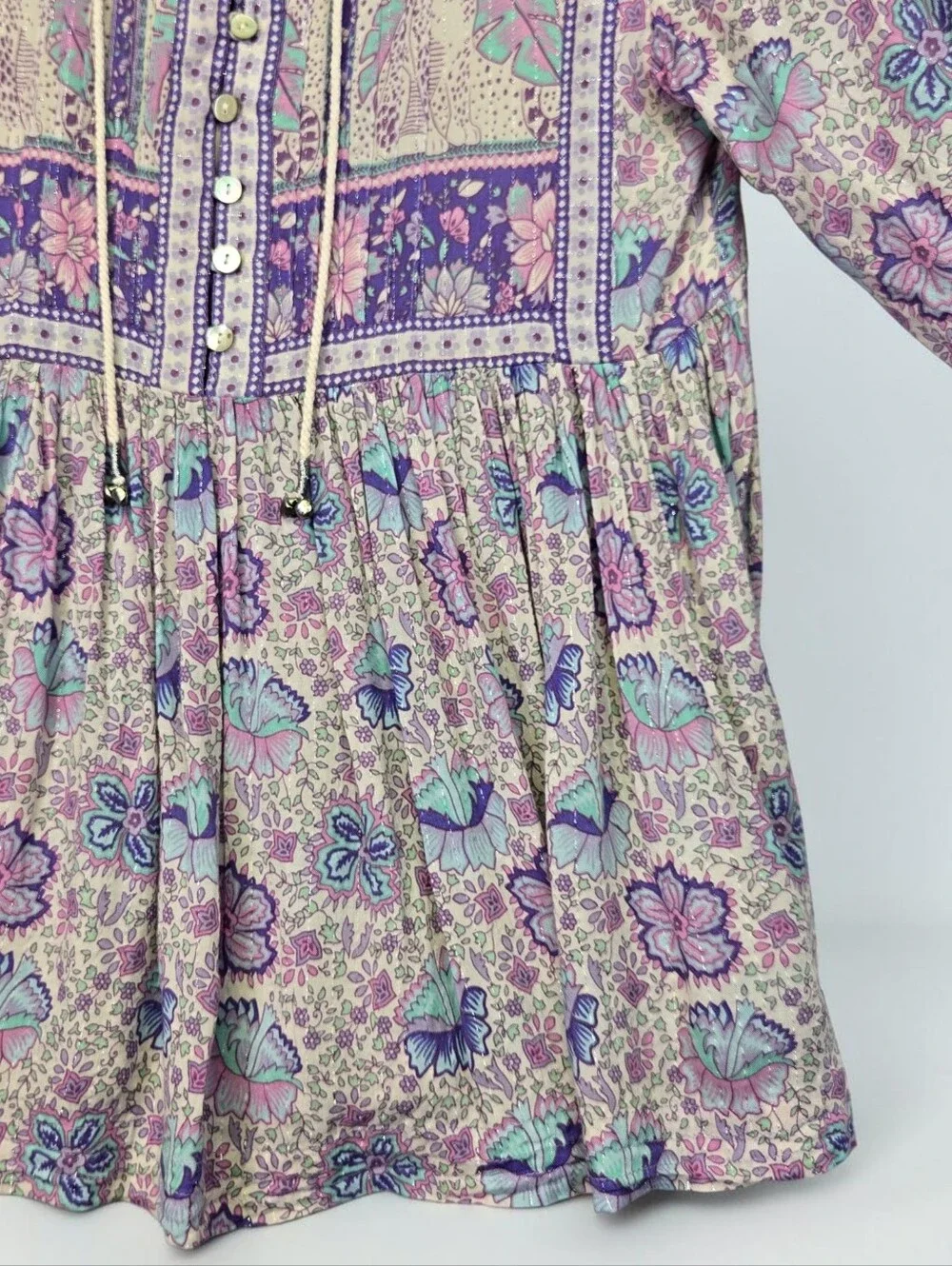 Spell And The Gypsy Peasant Top Size Small Boho Flowy Lavender Pink Silver